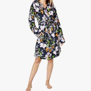 Vera Bradley womens Lightweight Fleece Robe‎ Bloom Boom Navy Size Sm - Med NWT